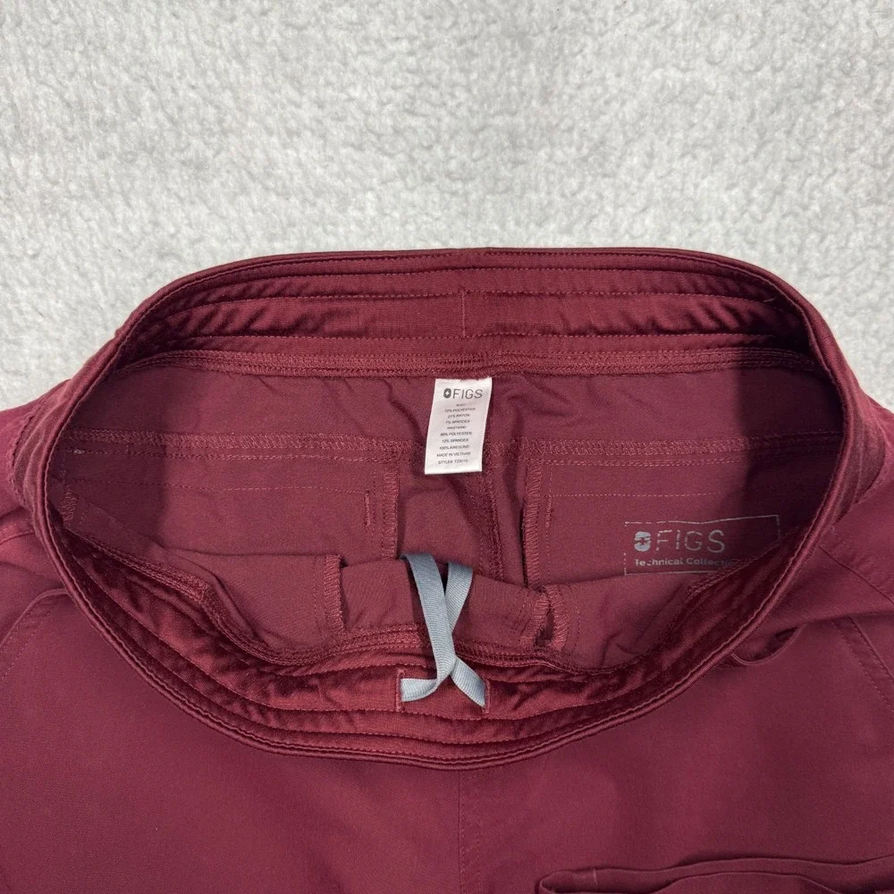 FIGS Technical Collection Scrub Pants Drawstring Pockets Maroon Men's Size S/M